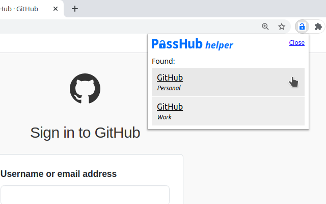PassHub Extension popup